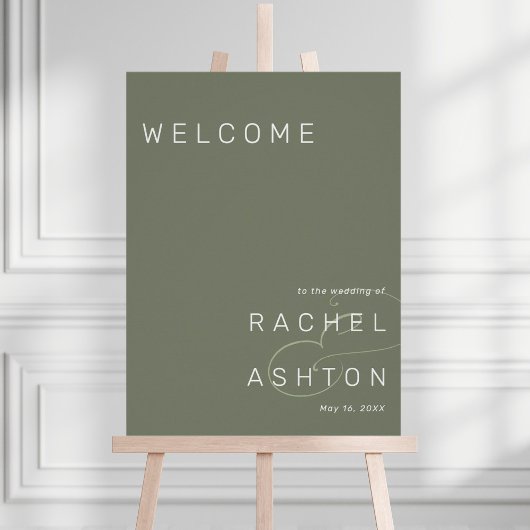 Sage Green Minimalistisch Wedding Willkommenszeich Poster