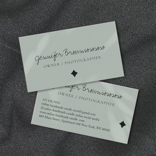 Sage Green minimalistische berufliche Kalligraphie Visitenkarte