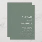 Sage Green minimalistische Hochzeitseinladung Einladung (Vorne/Hinten)