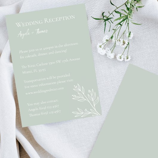Sage Green, Minimalistische Hochzeitsempfehlung Einladung
