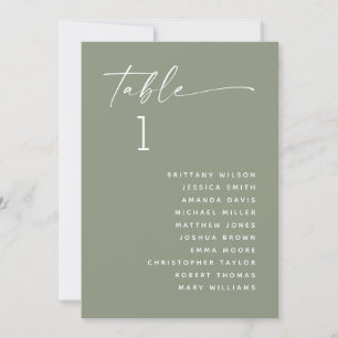 Sage Green minimalistische Sommer Hochzeitssitzkar Einladung