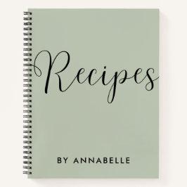 Sage Green Minimalistisches einfaches Rezept Buch