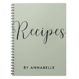 Sage Green Minimalistisches einfaches Rezept Buch