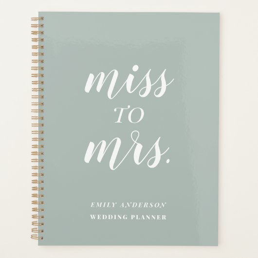 Sage Green Miss an Mrs. Wedding Planner Planer (Vorderseite)
