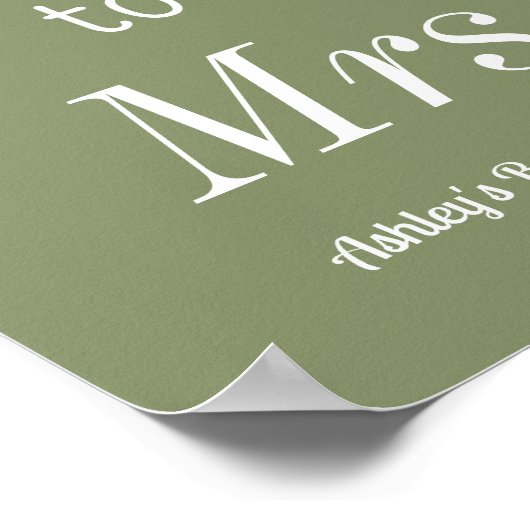 Sage Green Miss zu Mrs. Brautparty Poster (Ecke)