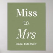 Sage Green Miss zu Mrs. Brautparty Poster (Vorne)