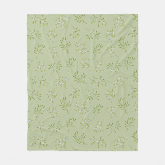 Sage Green Mistletoe Winter Fleece Blanket (Vorderseite)