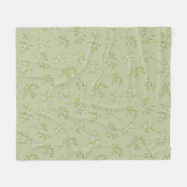 Sage Green Mistletoe Winter Fleece Blanket
