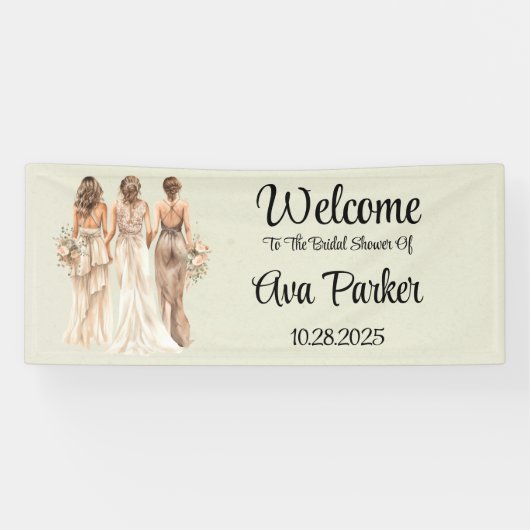 Sage Green mit Bridesmaier Brautparty Willkommen Banner (Horizontal)