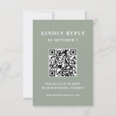 Sage Green mit elegantem Text | QR-Code für Hochze RSVP Karte (Vorderseite)