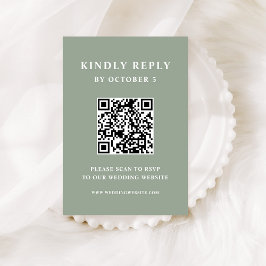 Sage Green mit elegantem Text | QR-Code für Hochze RSVP Karte