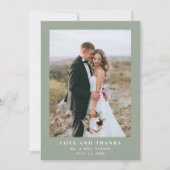 Sage Green mit elegantem Text und Foto | Hochzeit Dankeskarte (Vorderseite)