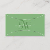 Sage Green mit Silver Decoder und Monogram Stilvol Visitenkarte (Vorderseite)