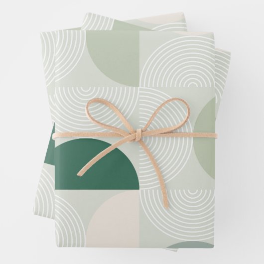 Sage Green Mitte Jahrhundert Moderne Kunst der Arc Geschenkpapier Set (Beispiel)