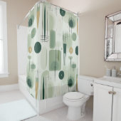 Sage Green Mitte Jahrhundert Modernes Abstrakt Duschvorhang (Beispiel)