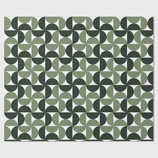 Sage Green Mitte Jahrhundert Modernes Muster Geschenkpapier (Flach)