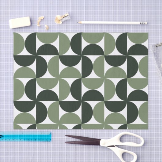 Sage Green Mitte Jahrhundert Modernes Muster Seidenpapier (Handwerk)