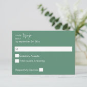 Sage Green MOD Calligraphy on Meal UAWG RSVP Karte (Stehend Vorderseite)
