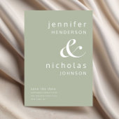 Sage Green Modern Ampere und Typografie Hochzeit Save The Date