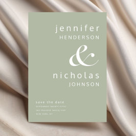 Sage Green Modern Ampere und Typografie Hochzeit Save The Date