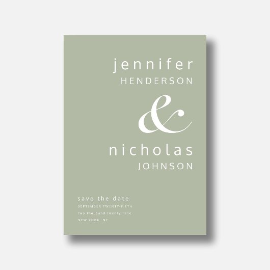 Sage Green Modern Ampere und Typografie Hochzeit Save The Date