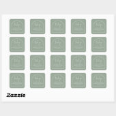 Sage Green Modern Arch Minimal Christening Gefalle Quadratischer Aufkleber (Blatt)