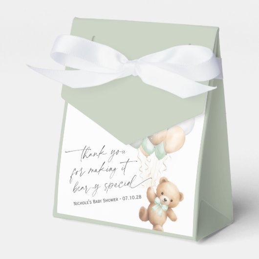 Sage Green Modern Bearly Wait Gender Neutral Geschenkschachtel (Vorderseite)