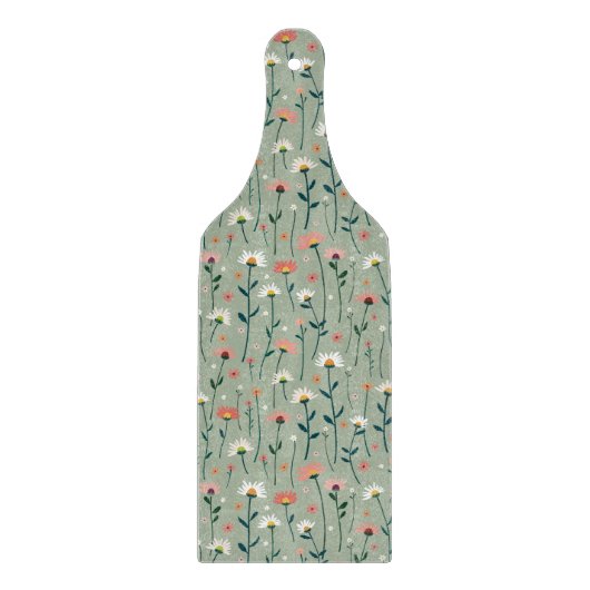 Sage Green Modern Boho Wildblume Cutting Board Schneidebrett (Vorderseite)