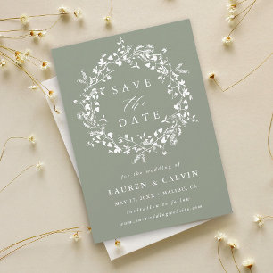 Sage Green Modern Boho Wildblume Wedding Foto Save The Date