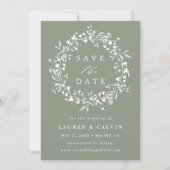 Sage Green Modern Boho Wildblume Wedding Foto Save The Date (Vorderseite)