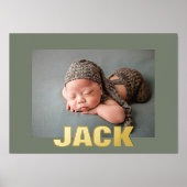 Sage GREEN Modern Bold EDITABLE TEXT GOLD Foto Foliendrucke (Vorderseite)