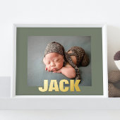 Sage GREEN Modern Bold EDITABLE TEXT GOLD Foto Foliendrucke