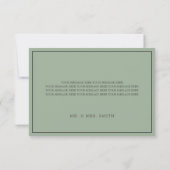 Sage Green Modern Border Foto Script Hochzeit Dankeskarte (Rückseite)