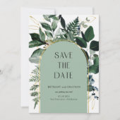 Sage Green, Modern Botanical Greenerity QR-Code Save The Date (Vorderseite)