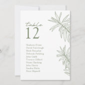 Sage Green Modern Botanical Table Sitzkarte (Vorderseite)