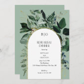 Sage Green Modern Botanische Probe Abendessen Einladung (Vorne/Hinten)