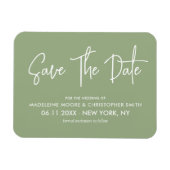 Sage Green Modern Calligraphy Save the Date Magnet (Horizontal)