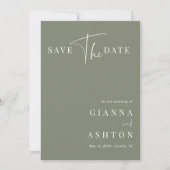 Sage Green Modern Calligraphy Wedding Foto Save The Date (Vorderseite)