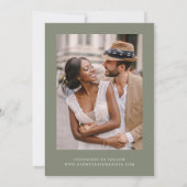 Sage Green Modern Calligraphy Wedding Foto Save The Date (Rückseite)