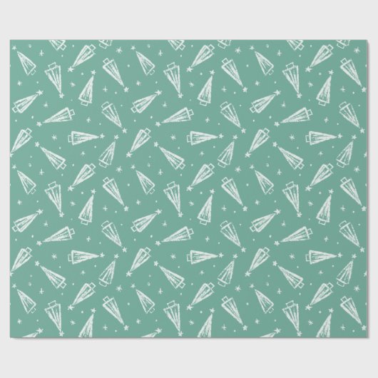 Sage Green Modern Christmas Tree Muster Geschenkpapier (Flach)