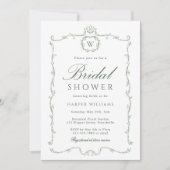 Sage Green Modern Classic Frame Bridal Shower Einladung (Vorderseite)