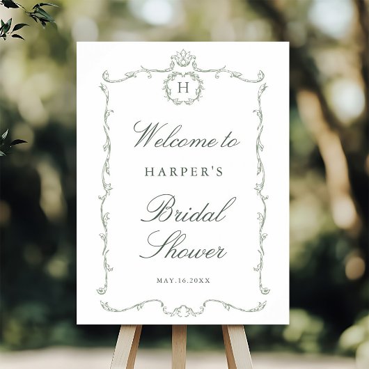 Sage Green Modern Classic French Bridal Shower Poster