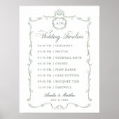 Sage Green Modern Classic French Wedding Timeline Poster (Vorne)