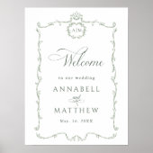 Sage Green Modern Classic French Wedding Welcome Poster (Vorne)