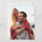 Sage Green Modern Custom Foto Save the Date Einladung (Rückseite)