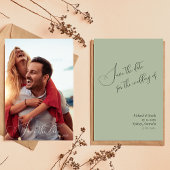 Sage Green Modern Custom Foto Save the Date Einladung