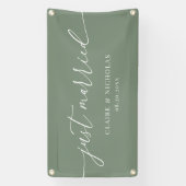 Sage Green Modern Elegant Just Married Wedding Car Banner (Vertikal)