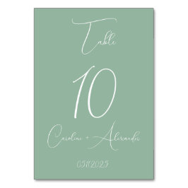 Sage Green Modern Elegante Einzigartige Hochzeit Tischnummer