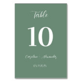 Sage Green Modern Elegante Einzigartige Hochzeit Tischnummer (Vorderseite)