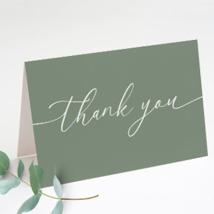 Sage Green Modern Elegante Hochzeit geklappt Dankeskarte